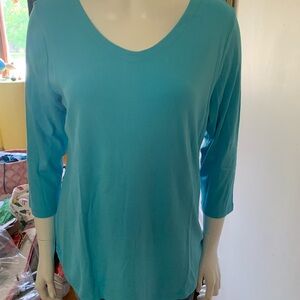 Women's Blue V-Neck Top